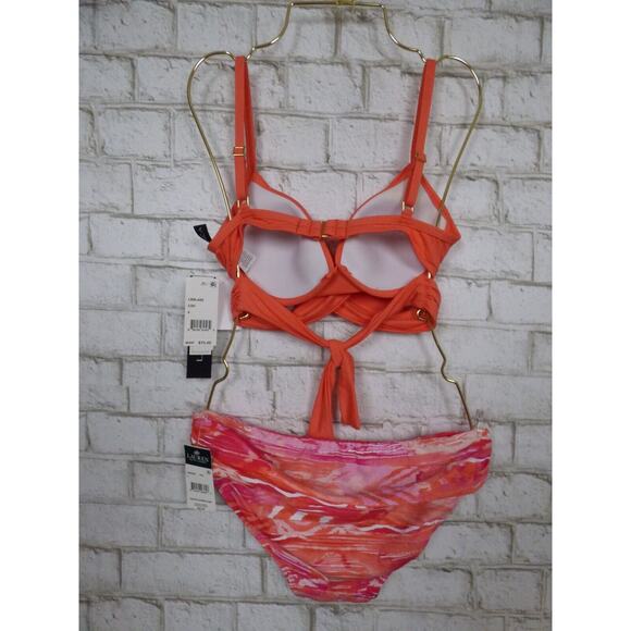 Ralph Lauren Foldover Bottom La Blanca Coral Island Goddess Top 4 NEW - Picture 5 of 11